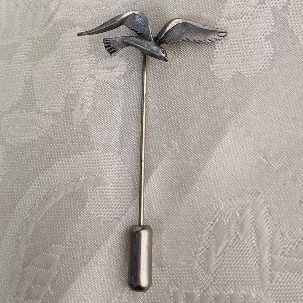 Vintage Seagull Stick Pin Silver Pewter